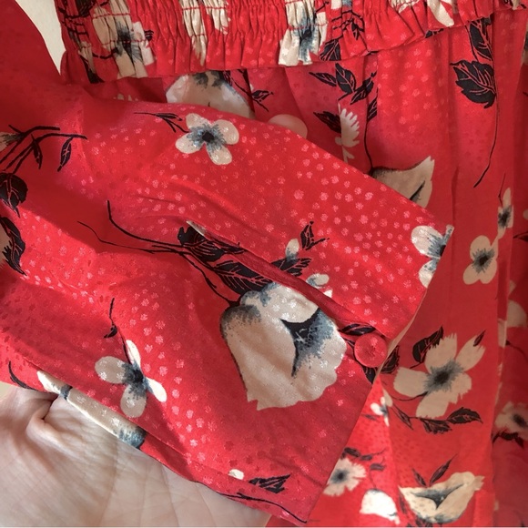 Rebecca Taylor Daniella Long Sleeve Floral V Neck Mini Dress Punch Combo Size 6 - Picture 8 of 11